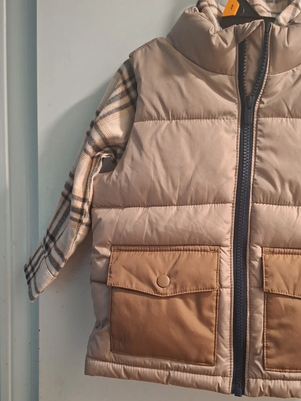 Old Navy 3T Puffer Vest with Plaid Shirt